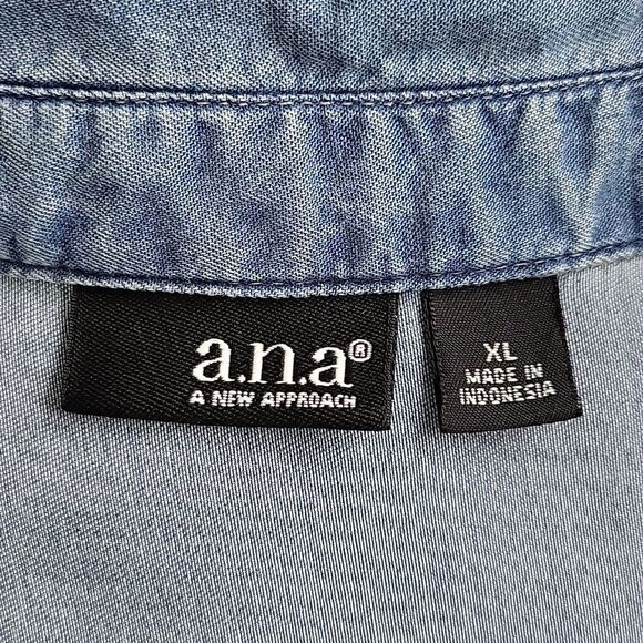 A.N.A 100% Lyocell Light Blue Casual Button Down Collared Extra Long Shirt sz XL - Picture 9 of 11